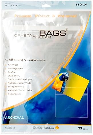 Clearbags חותמים שקיות סגירה עליונות, התאמה מושלמת לתמונות 11x17, הדפסי אמנות, תמונות, פוסטרים | דבק שניתן לסגירה מחדש על